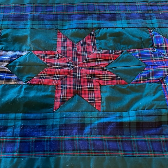 Quilted Red, Green, Blue, White 100% Polyester Table Runner - Picture 5 of 11